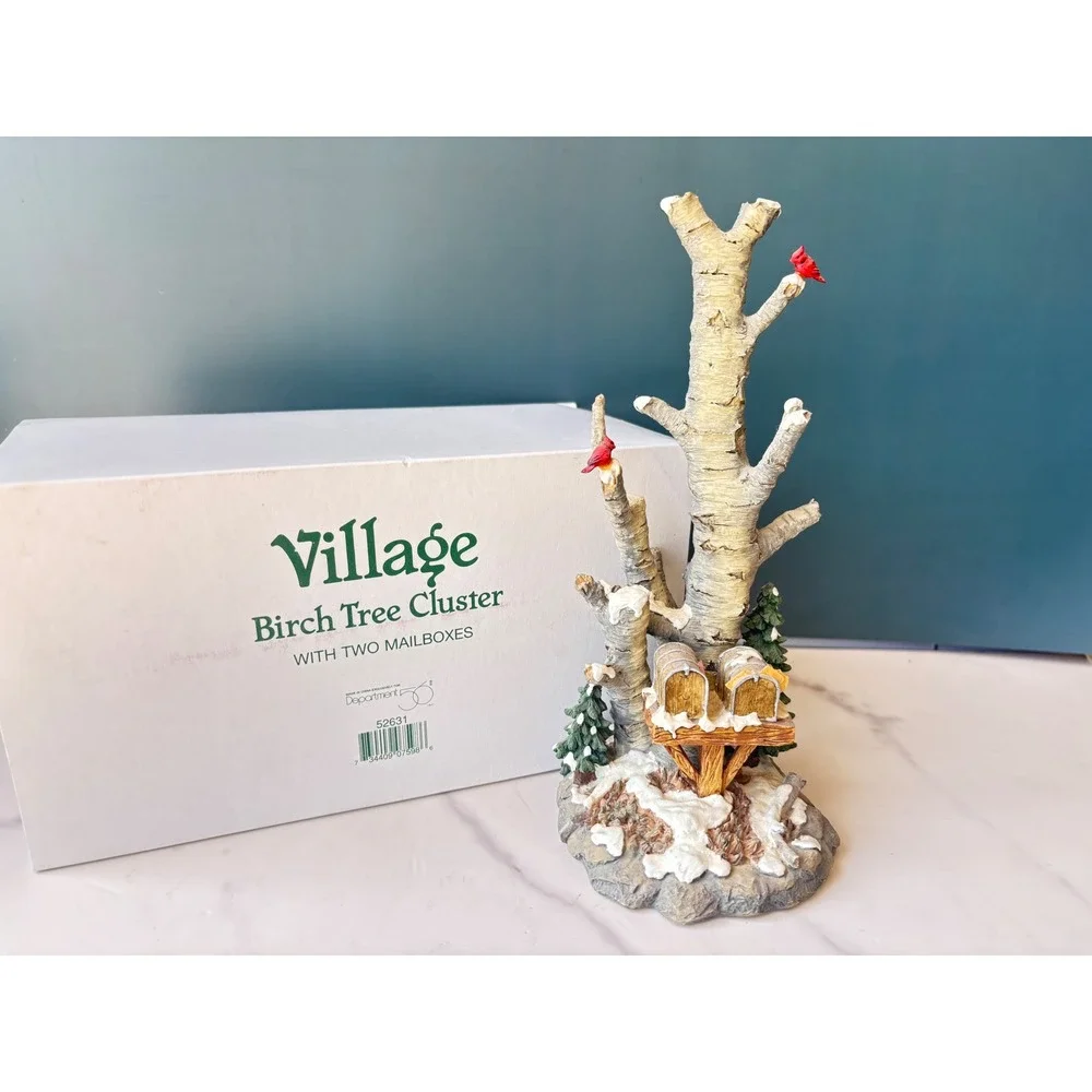 Department 56 Snow Village Birch Tree Cluster with Two Mailboxes 52631 Cardinal